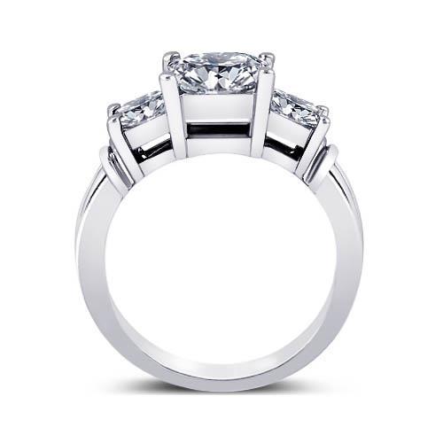 2.50 Carat Princess Natural Diamonds Engagement Ring 3 Stone 
