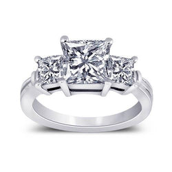 2.50 Carat Princess Natural Diamonds Engagement Ring 3 Stone Gold Jewelry