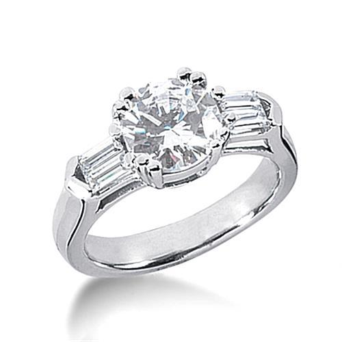 2.50 Carat Round Real Diamond Engagement Ladies Ring White Gold