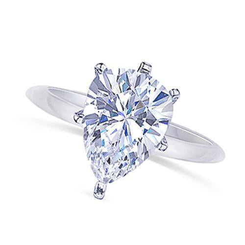 2.50 Carat Solitaire Pear Cut Genuine Diamond Engagement Ring