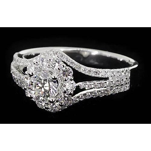 2.50 Carats Anniversary Ring Split Shank Halo Setting Jewelry