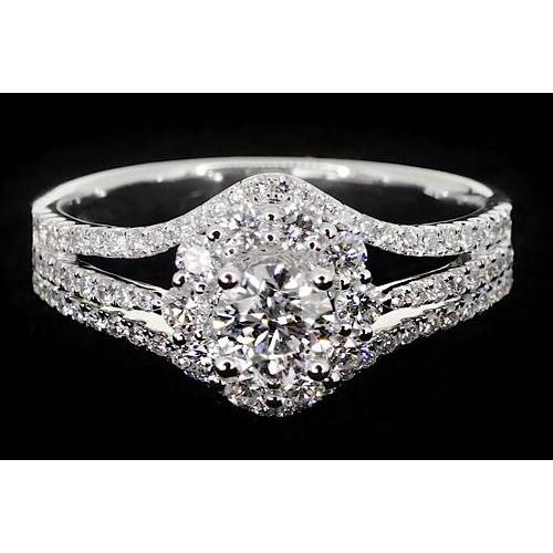2.50 Carats Anniversary Ring Split Shank Halo Real Natural Earth Mined Diamond Setting Jewellery