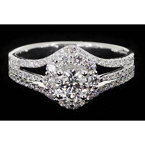 2.50 Carats Anniversary Ring Split Shank Halo Real Diamond Setting Jewelry