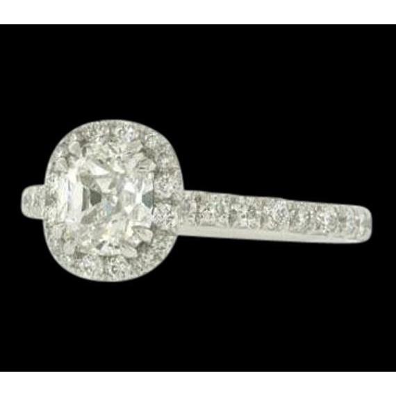 2.50 Carats Antique Style Halo Cushion Real Diamond Ring 