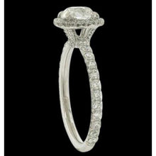  Antique Style Halo Cushion Real Diamond Ring White Gold 14K
