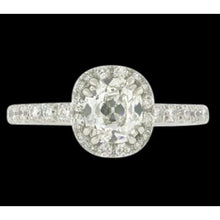2.50 Carats Antique Style Halo Cushion Real Diamond Ring White Gold 14K