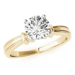 2.50 Carats Big Round Real Diamond Solitaire Ring Two Tone Gold 14K New