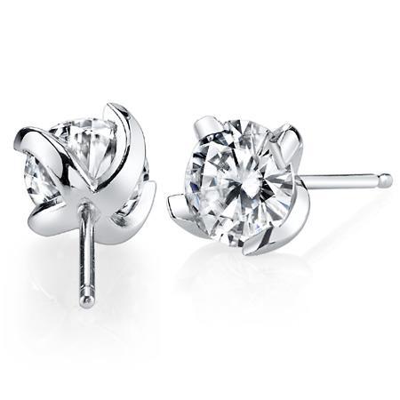 2.50 Carats Brilliant Cut Genuine Diamonds Women Studs Earring White Gold 14K