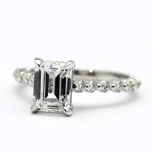 2.50 Carats Emerald Genuine Diamond Engagement 