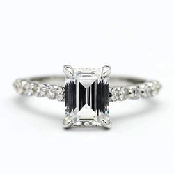 2.50 Carats Emerald Genuine Diamond Engagement Ring