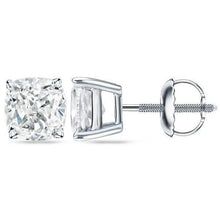 2.50 Carats Genuine Cushion Cut Diamonds Ladies Studs Earring White Gold 14K