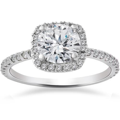 2.50 Carats Genuine Diamonds Wedding Halo Ring White Gold
