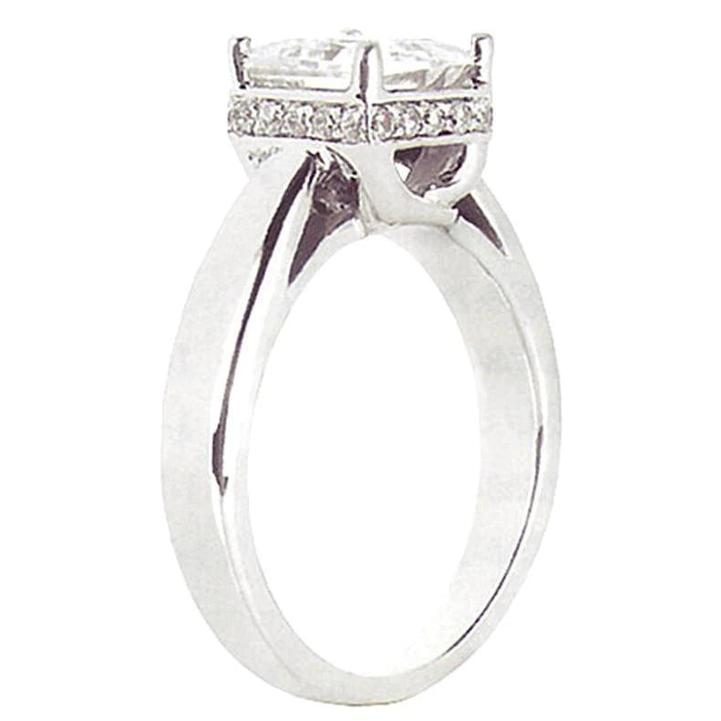 2.50 Carats Hidden Halo Princess Cut Natural Diamond Engagement Ring New
