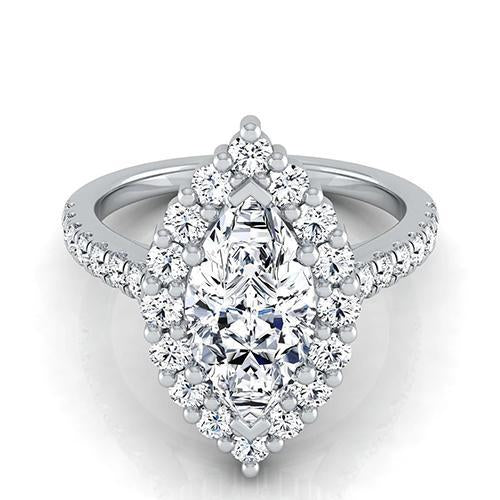 2.50 Carats Marquise Halo Natural Diamond Ring Jewelry