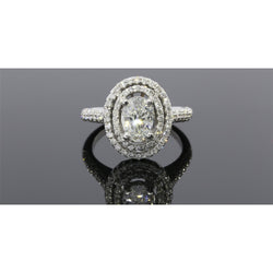 2.50 Carats Oval Double Halo Natural Diamond Ring
