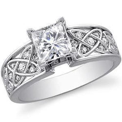 2.50 Carats Princess And Round Cut Real Diamonds Ring New With Accents