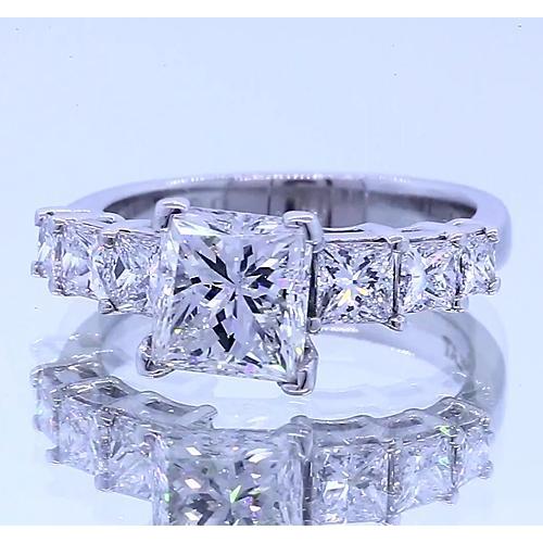 2.50 Carats Princess Cut Genuine Diamond Engagement Ring 