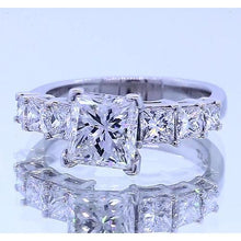 2.50 Carats Princess Cut Genuine Diamond Engagement Ring 