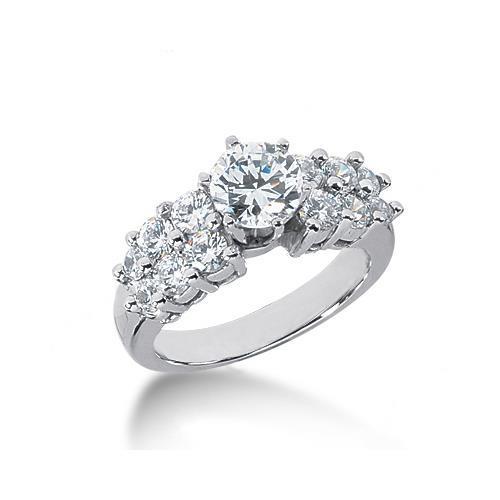 2.50 Carats Natural Earth Mined Diamond Anniversary Ring Set White Gold 14K