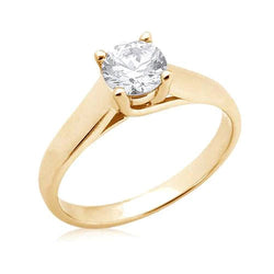 2.50 Carats Real Diamond Solitaire Ring Yellow Gold 14K