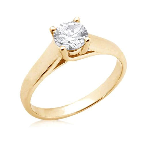 2.50 Carats Real Diamond Solitaire Ring Yellow Gold 14K