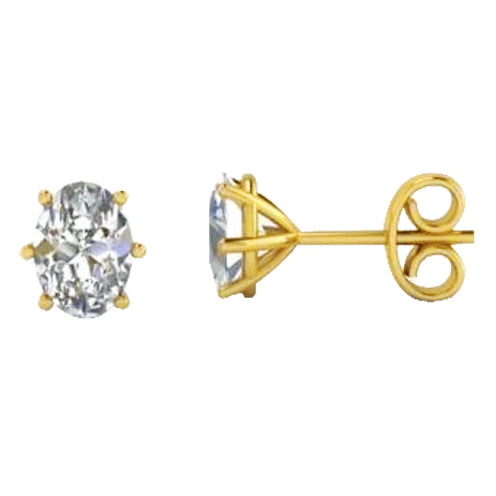 2.50 Carats Real Diamonds Ladies Studs Earrings New Yellow Gold 14K