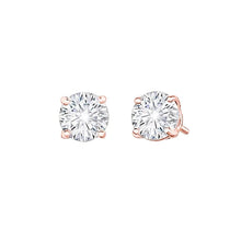 2.50 Carats Real Diamonds Studs Earrings Rose Gold 14K