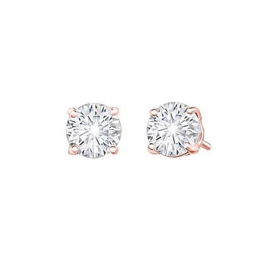 2.50 Carats Real Diamonds Studs Earrings Rose Gold 14K