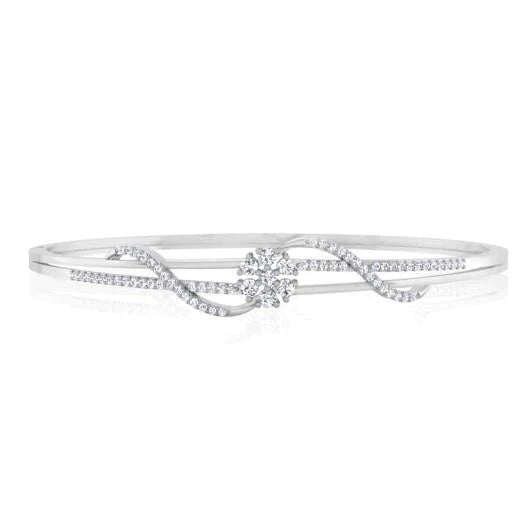2.50 Carats Real Diamonds Women Bangle 14K White Gold New