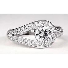 2.50 Carats Real Round Diamond Ring Unique Shank Style White Gold 14K