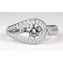 2.50 Carats Real Round Diamond Ring Unique Shank Style White Gold 14K