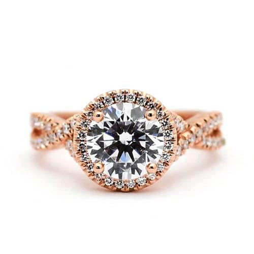 2.50 Carats Round Genuine Diamond Engagement Ring