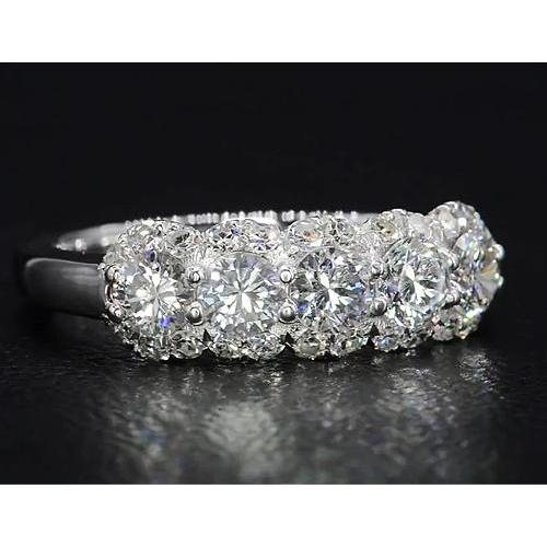 2.50 Carats Round Genuine Diamond Women's Anniversary Ring White 