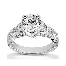 2.50 Carats Round Diamond Engagement Ring Milgrain Vintage Style