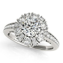 2.50 Carats Round Real Diamond Engagement Halo Ring Solid White Gold 14K
