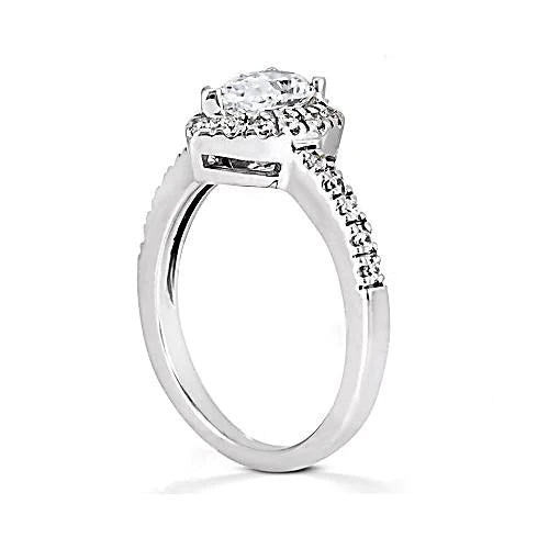 2.50 Carats Royal Engagement Ring Halo Pear Real Diamond