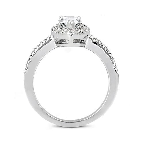 2.50 Carats Royal Engagement Ring Halo Pear Real Diamond