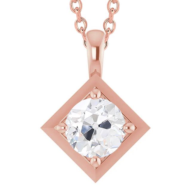 2.50 Carats Solitaire Real Diamond Pendant Round Old Mine Jewelry