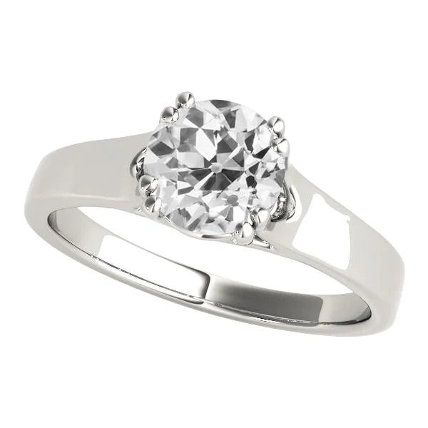 2.50 Carats Solitaire Ring Old Mine Cut Natural Diamond Double Prong Set