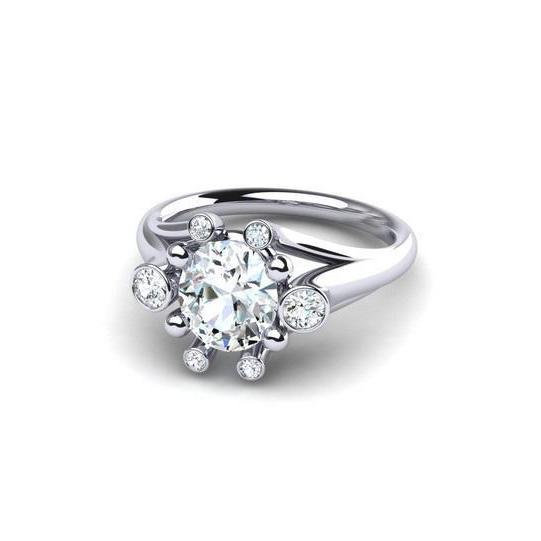 2.50 Ct Gorgeous Round Genuine Diamond Wedding Ring Split Shank White Gold 14K