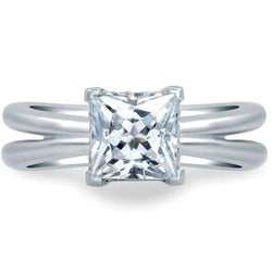 2.50 Ct Princess Cut Real Diamond Solitaire Engagement Ring 4 Prongs