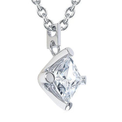 2.50 Ct Princess Cut Solitaire Real Diamond Pendant Necklace White Gold