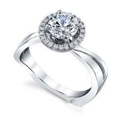 2.50 Ct Real Diamond Engagement Ring Halo White Gold