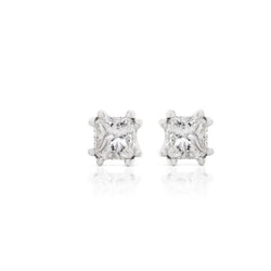 2.50 Ct Real Diamond Lady Studs Earrings Asscher Cut