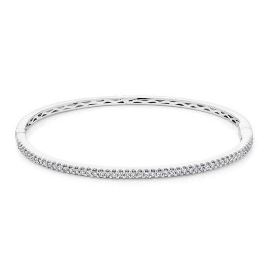 2.50 Ct Round Diamonds Real Ladies Bangle 14K White Gold
