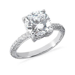 2.50 Ct Round Real Diamonds Engagement Ring With Accents White Gold