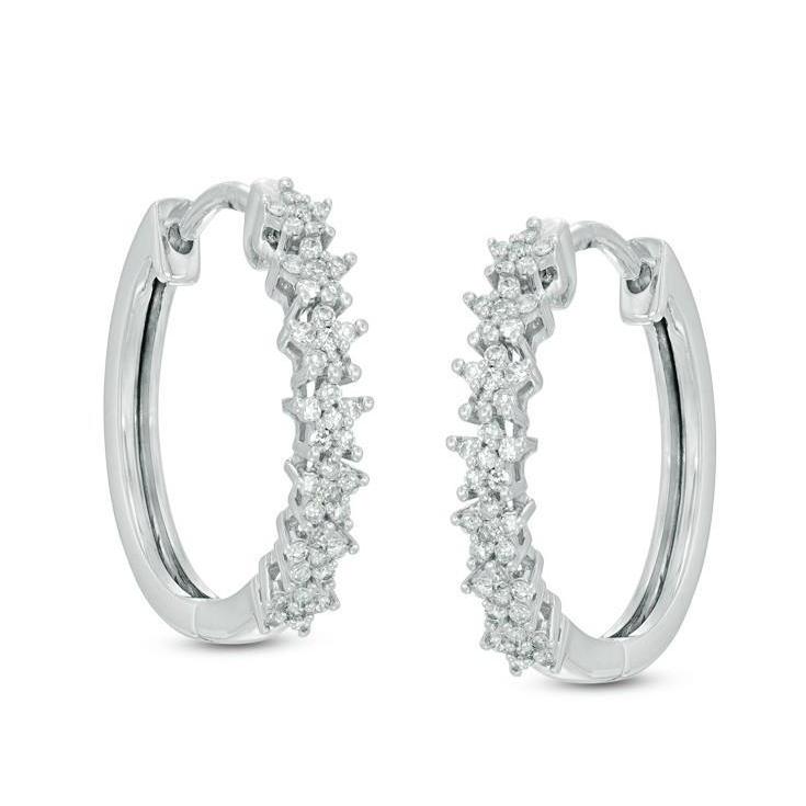 2.50 Ct Small Genuine Round Cut Diamonds Ladies Hoop Earrings White Gold 14K