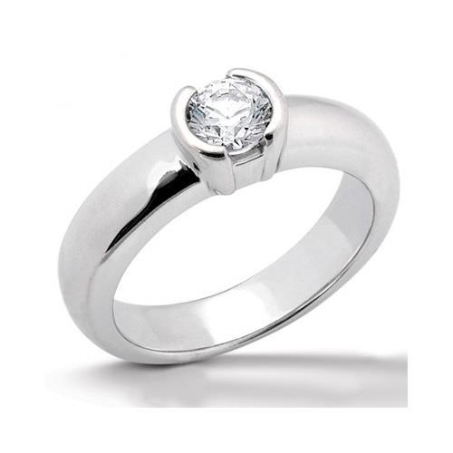 2.50 Ct. Solitaire Diamond Ring Half Bezel Setting White Gold