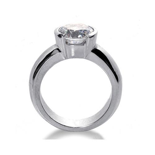 2.50 Ct. Solitaire Genuine Natural Earth Mined Diamond Ring Half Bezel Setting White Gold