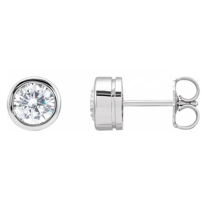 2.50 carats Bezel Set Natural Diamonds Studs Earrings White Gold 